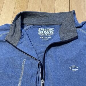 Straight Down Golf Mens Performance Blue 1/4 emblem Quarter-Zip Long-sleeve XL